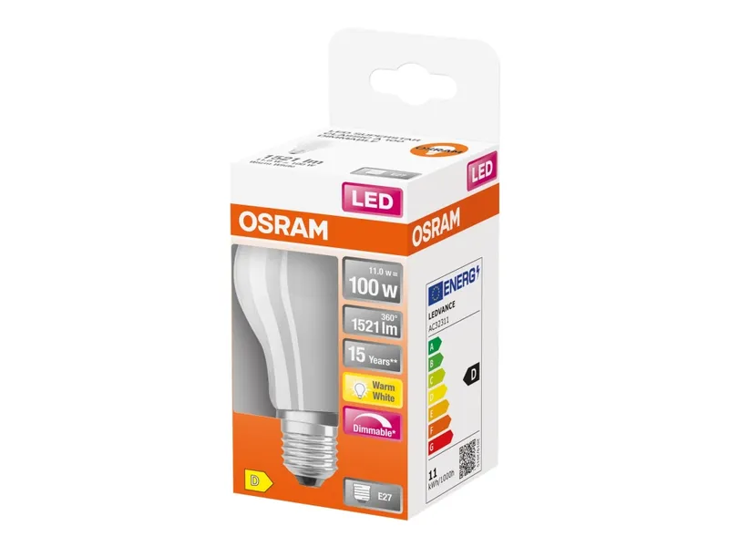 Alternativ bild 0 för OSRAM LED SUPERSTAR - LED-glödlampa med filament - form: A60 - glaserad finish - E27 - 11 W (motsvarande 100 W) - klass D - varmt vitt ljus - 2700 K