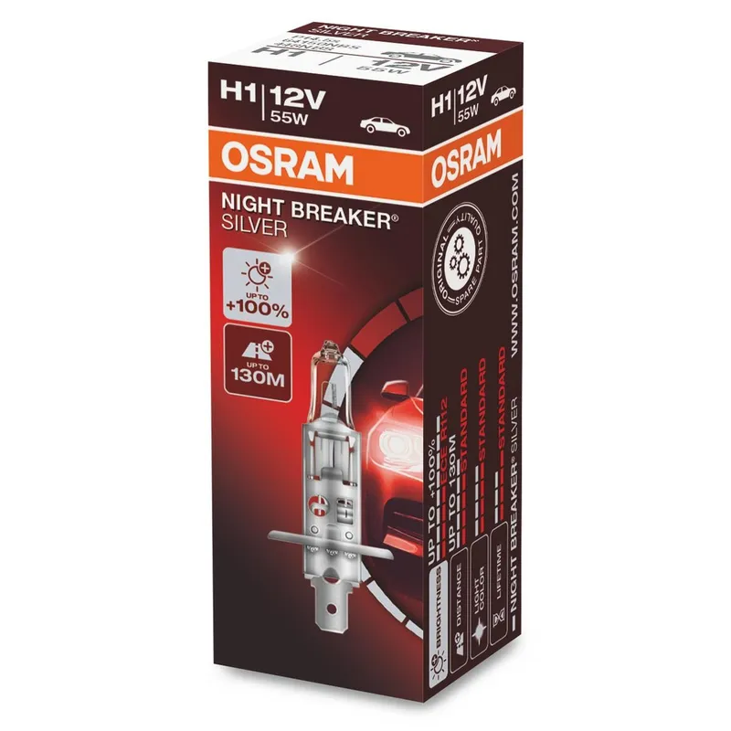 Alternativ bild 0 för Osram Night Breaker Silver - Glödlampa H1 55W 12 V 1-pack