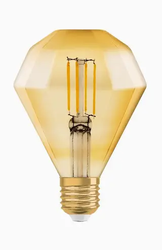 Produktfoto för OSRAM Vintage 1906 - LED-glödlampa med filament - form: diamant - E27 - 4.5 W (motsvarande 40 W) - klass E - varm komfortbelysning - 2500 K - guld