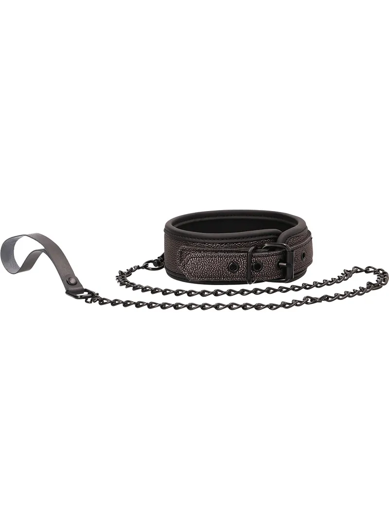 Alternativ bild 0 för Ouch!: Elegant Collar with Leash, titangrå