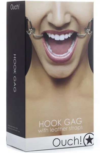 Bild 2 för Ouch! Hook Gag with leather straps Black