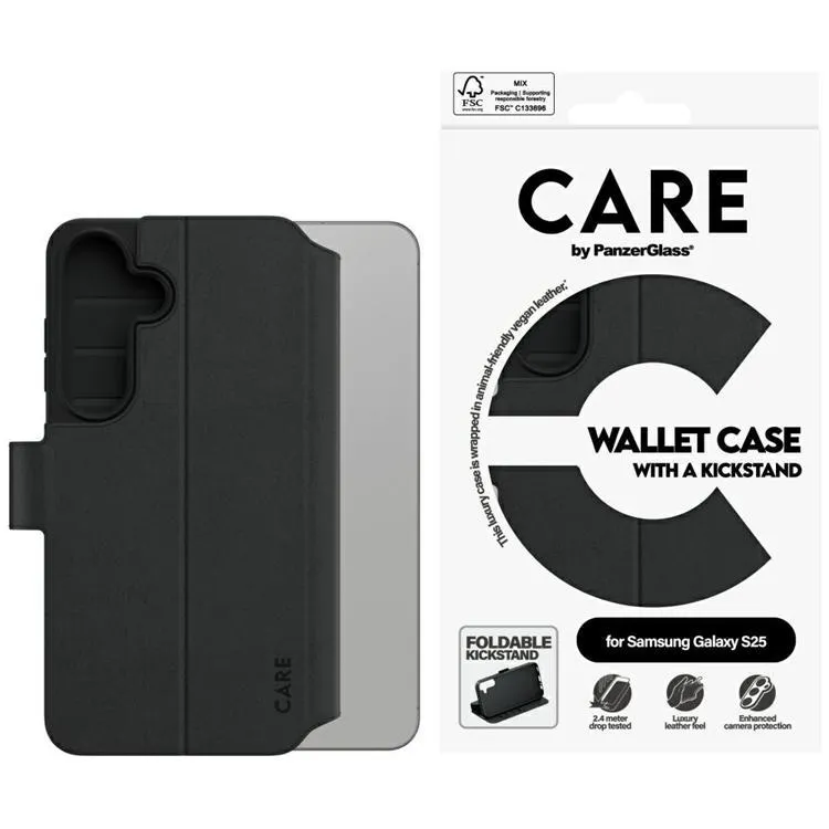 Alternativ bild 0 för PanzerGlass CARE Galaxy S25 Feature plånboksfodral (svart)