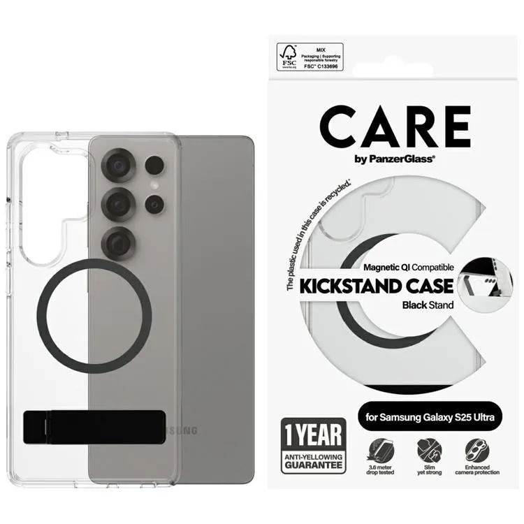 Alternativ bild 0 för PanzerGlass CARE Galaxy S25 Ultra Kickstand Case skal (transparent/svart)