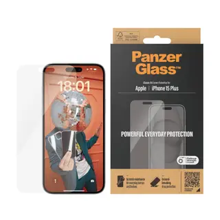 Produktfoto för PanzerGlass™ | Classic-Fit - Skärmskydd för mobiltelefon - Kristallklar | Apple iPhone 15 Plus