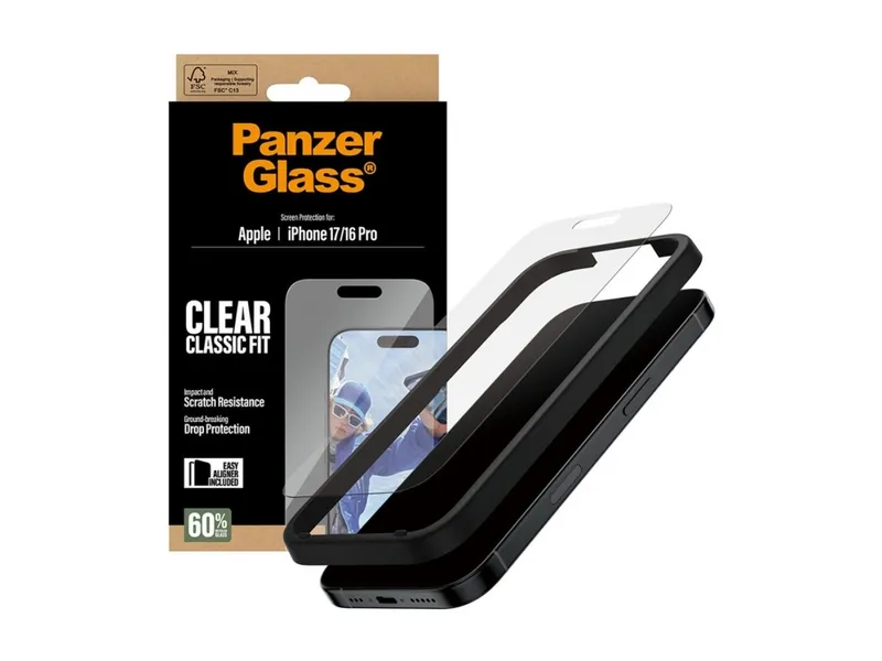 Alternativ bild 0 för PanzerGlass Screen Protector iPhone 17 | iPhone 16 Pro | Classic Fit w. EasyAligner