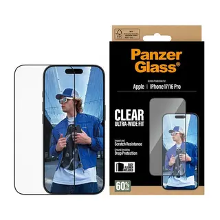 Produktfoto för PanzerGlass Screen Protector iPhone 17 | iPhone 16 Pro | Ultra-Wide Fit w. EasyAligner