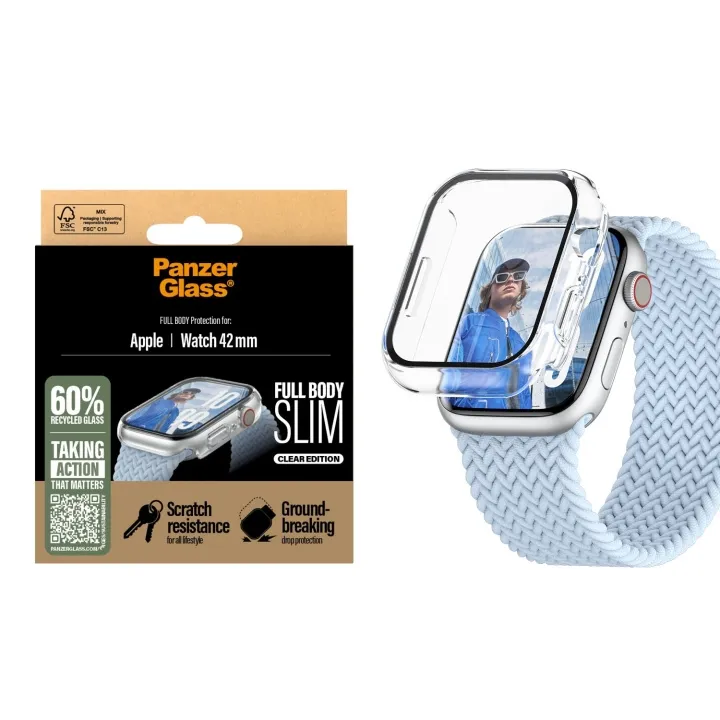 Alternativ bild 0 för PanzerGlass Screen Protector Snappie Full Body Slim Transparent Apple Watch Series 10 | 42mm