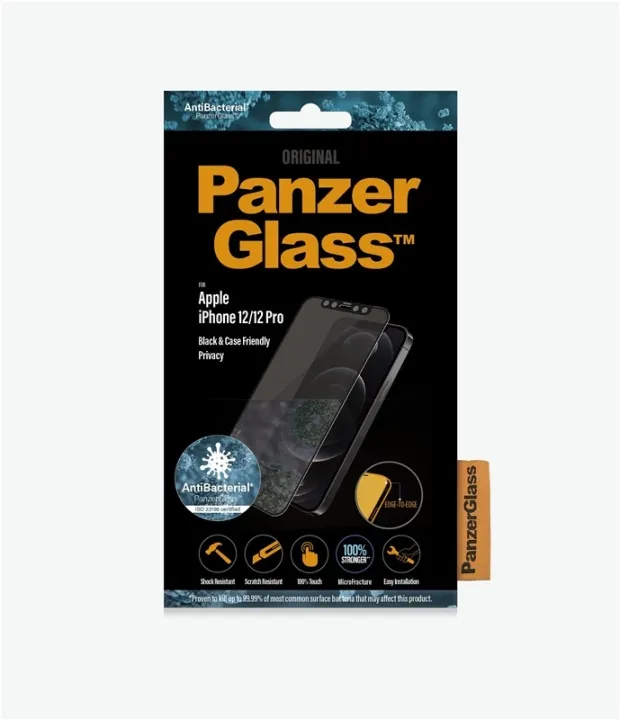 Alternativ bild 0 för PanzerGlass™ | Sekretess- och fodralvänlig - Skärmskydd för mobiltelefon - Kant-till-kant passform - Ramfärg svart | Apple iPhone 12/12 Pro