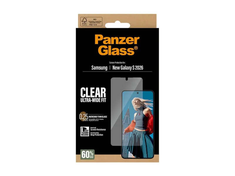 Alternativ bild 0 för PanzerGlass - Skärmskydd för mobiltelefon - ultrabred passning med EasyAligner - glas - klar - för Samsung Galaxy S26