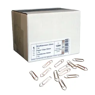 Produktfoto för Papirclips 32 mm kobberbelagt pakke med 1 kg