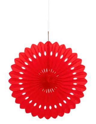 Produktfoto för Pappersdekoration solfjäder röd 40 cm