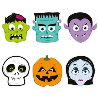 Produktfoto för Pappersmasker Halloween Monster 24x23cm 6-pack