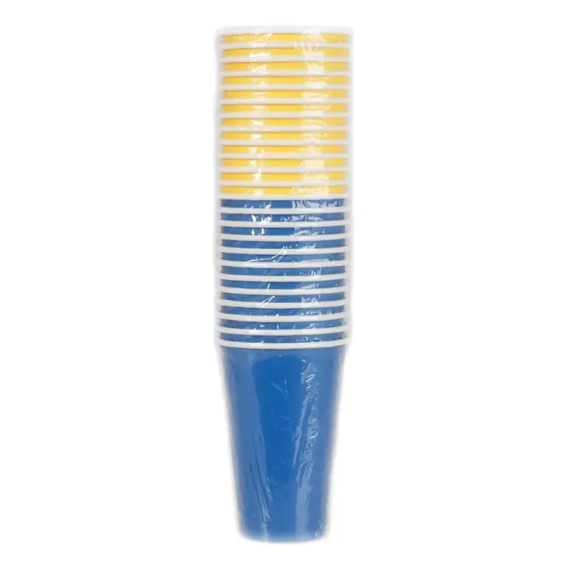 Bild 2 för Pappersmugg 473ml Blåa & Gula 24-pack