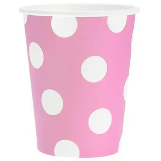 Produktfoto för Pappersmugg Prickiga Rosa 6-pack