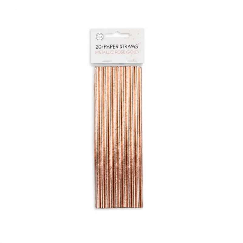 Alternativ bild 0 för Papperssugrör Roséguld Metallic 20-pack