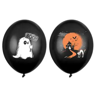 Produktfoto för Party Deco Halloween-ballonger, Spöke, sort, 30 cm, 6 st universal
