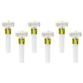 Produktfoto för Party Deco Trumpet visselpipor expanderbara vita med stjärnor - 6 st universal