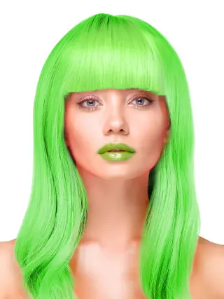 Produktfoto för Party Wig Long Straight Hair Neon Green Peruk