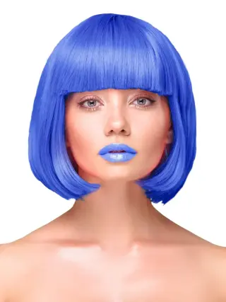 Produktfoto för Party Wig Short Straight Hair Dark Blue Peruk