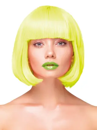 Produktfoto för Party Wig Short Straight Hair Neon Yellow Peruk