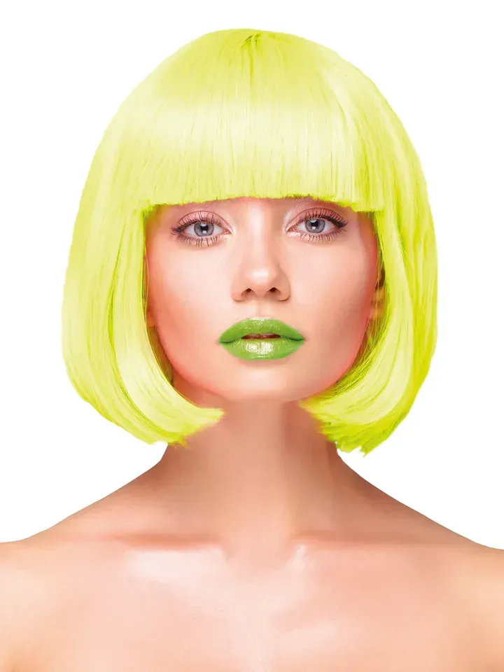 Bild 1 för Party Wig Short Straight Hair Neon Yellow Peruk