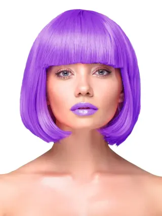 Produktfoto för Party Wig Short Straight Hair Purple  Peruk