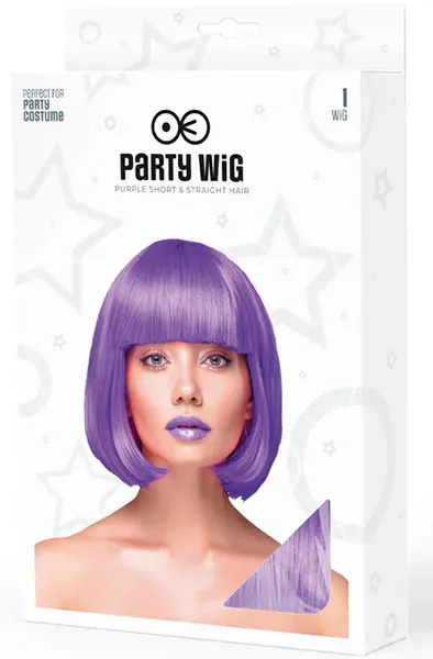 Bild 2 för Party Wig Short Straight Hair Purple  Peruk