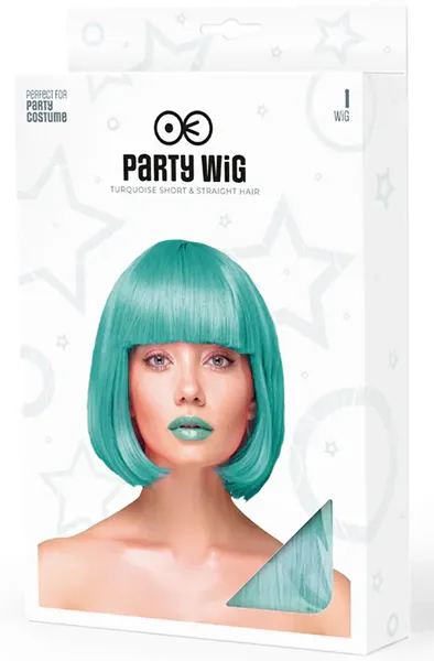 Bild 2 för Party Wig Short Straight Hair Turquoise Peruk