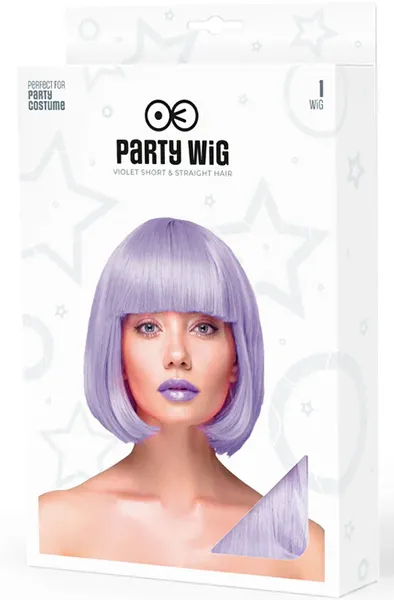 Bild 2 för Party Wig Short Straight Purple Hair Peruk