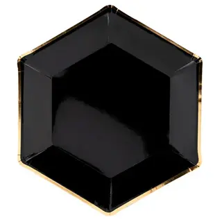 Produktfoto för PartyDeco TPP31-010, Tallrik, Sexhörnig, papper, Svart, Guld, Monokromatiskt, 6 styck