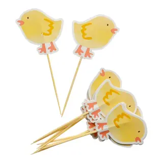 Produktfoto för Påsk Gul Kyckling Cake Picks 10-pack