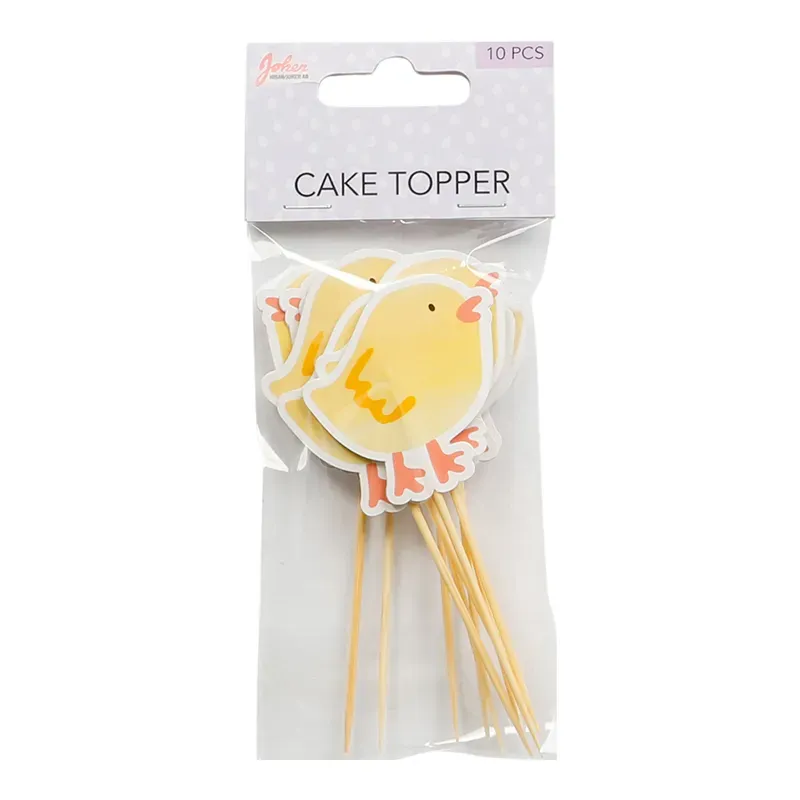 Bild 3 för Påsk Gul Kyckling Cake Picks 10-pack