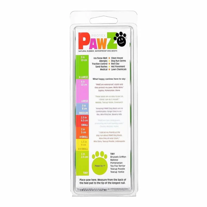 Bild 2 för Pawz Rubber Dog Boots - 12-pack	Tiny, Grön, Grön, Tiny