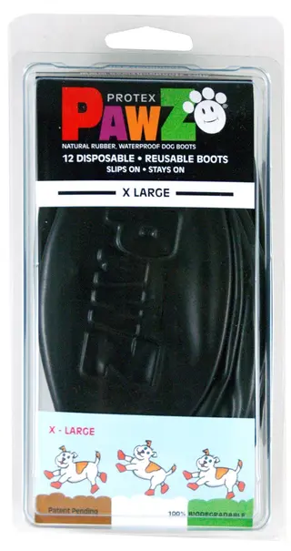Produktfoto för Pawz Rubber Dog Boots - 12-pack	XL, Svart, Svart, XL