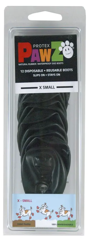 Produktfoto för Pawz Rubber Dog Boots - 12-pack	XS, Svart, Svart, XS