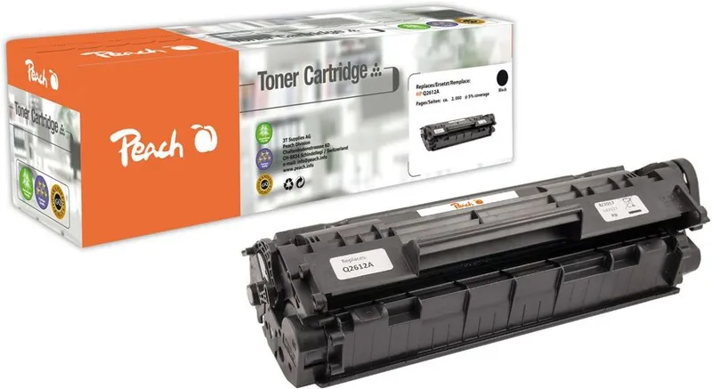 Alternativ bild 0 för Peach-lasertoner som passar till Q2612A No 12A Lasertoner svart för HP
