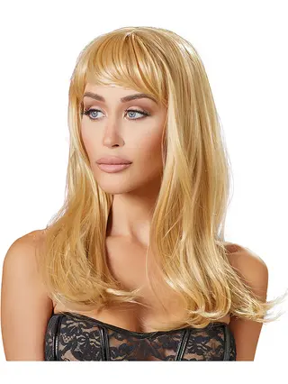 Produktfoto för Peruk Blont Långt Hår Med Lugg
