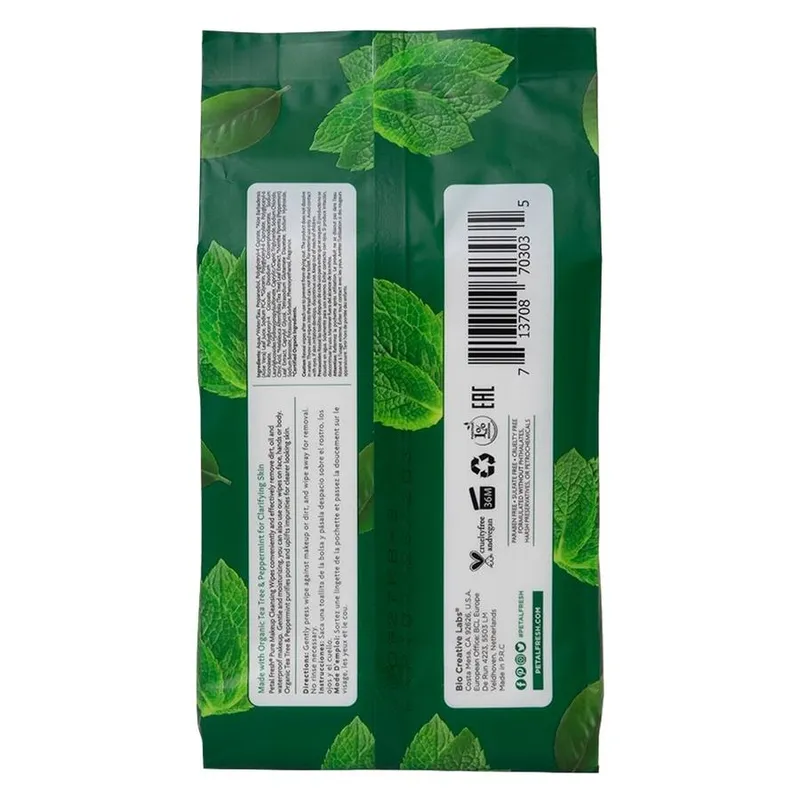 Bild 2 för Petal Fresh Pure Tea Tree & Peppermint Makeup Removing Wipes