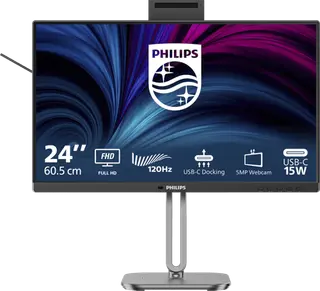 Produktfoto för Philips 24B2U4301H - 4000 Series - LED-skärm - 24 (23.8 visbar) - 1920 x 1080 Full HD (1080p) @ 120 Hz - IPS - 1500:1 - HDMI, DisplayPort, USB-C - högtalare - silver, träkol