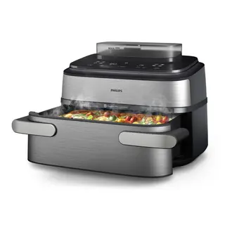 Produktfoto för Philips 5000 Series NA565 - Dubbel luftfritös - 9.5 liter - 2.75 kW - silver/svart