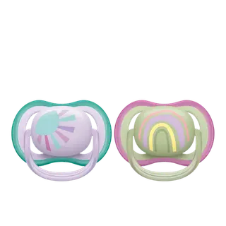 Produktfoto för Philips Avent Ultra Air Napp 0-6 månader Lila/Grön 2-pack