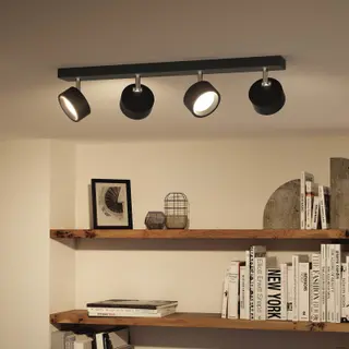 Produktfoto för Philips Bracia tak-/väggspotlight 4 x, Utanpåliggande spotlight, LED, 2700 K, 2200 LM, 220 - 240 V, Svart