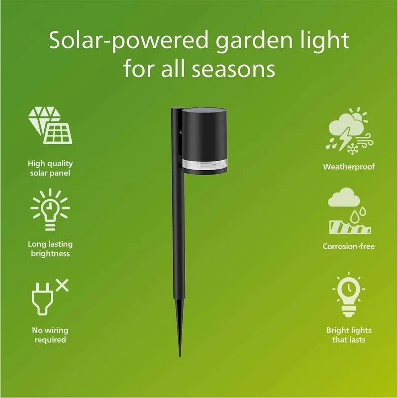 Bild 2 för Philips Fyce piedestal-/gånglampa 1,5 W, Utomhus pelar-/stolpbelysning, Svart, Plast, IP44, Fasad, Trädgård, Terass, III