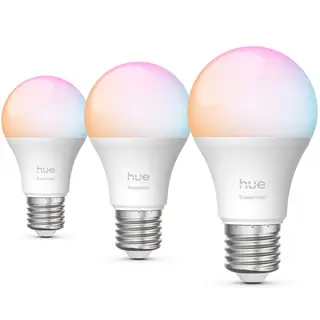 Produktfoto för Philips Hue Essential A60 - E27 smart ljuskälla - 806 lm - 8W - 3-pack