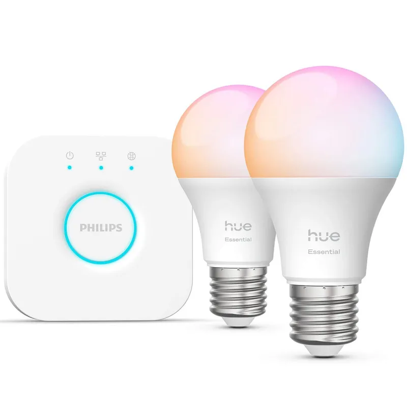 Bild 1 för Philips Hue Essential startpaket: 2 st E27 smarta ljuskällor + Bridge