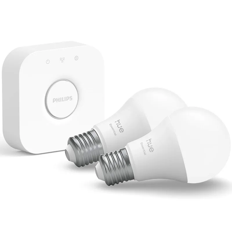 Bild 2 för Philips Hue Essential startpaket: 2 st E27 smarta ljuskällor + Bridge