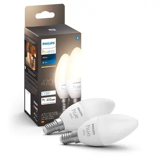 Produktfoto för Philips Hue - Philips Hue White 5.5W Bluetooth E14 Päronlampar 2 Stck. Philips Hue