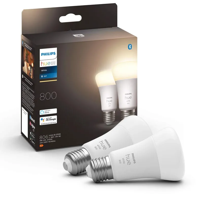 Bild 1 för Philips Hue - Philips Hue White 9W Bluetooth E27 Päronlampa 2 pcs. Philips Hue