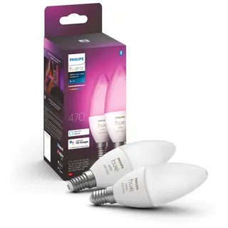 Produktfoto för Philips Hue - Philips Hue White/Color Amb. 2 pak E14 Philips Hue