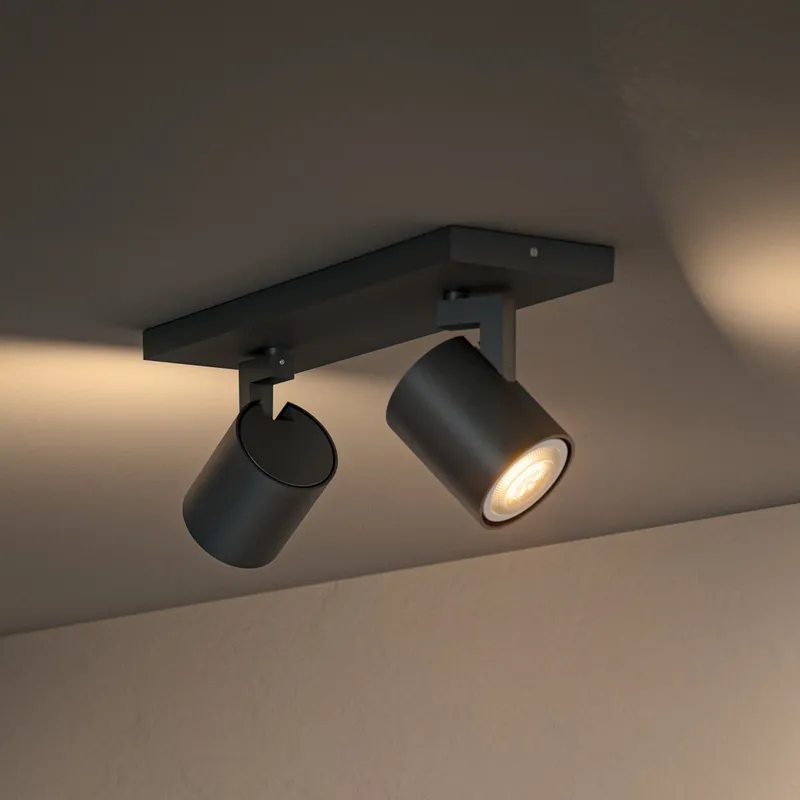 Bild 1 för Philips Hue Runner Dubbel Spotlight - Svart - Med Dimmer Switch